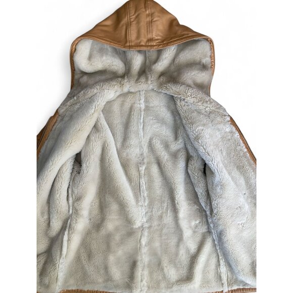 Wilsons Leather Women's Tan Faux Shearling-Lined Jacket Belted Waist S READ - Picture 5 of 11